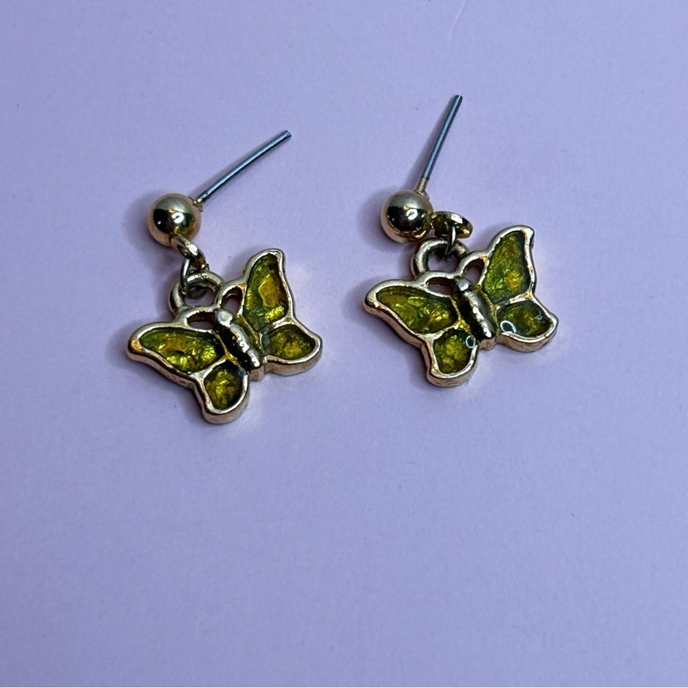 Pele Hawaii Gold Tone Butterfly Earrings